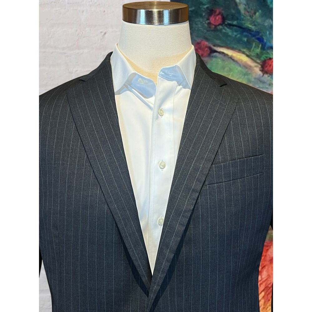 Brooks Brothers Madison 1818 42-44R Gray Stripe Blazer Sport Coat Italian Wool - Picture 4 of 16